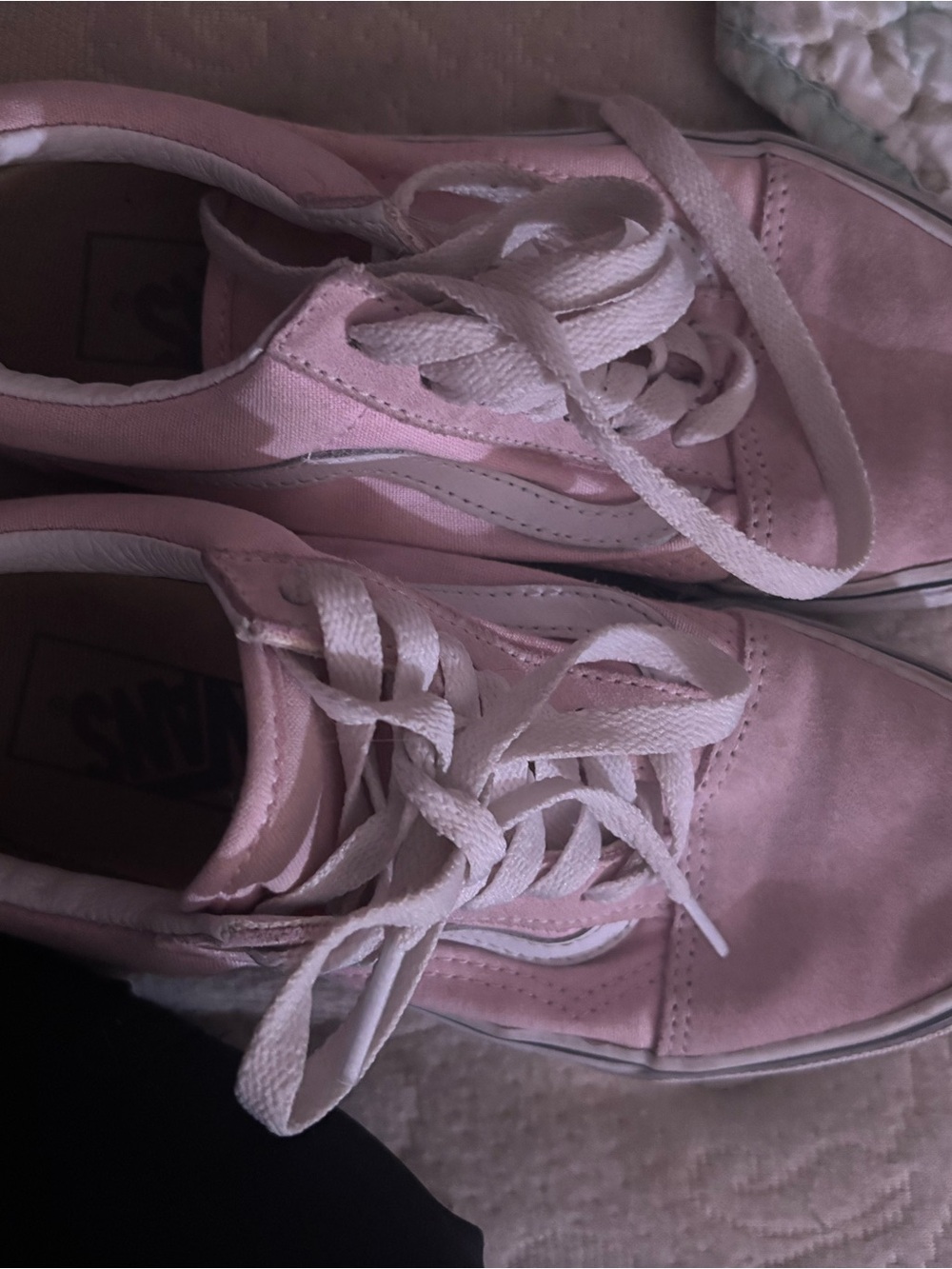 Vans Pink and White Low-Top Skate Sneakers